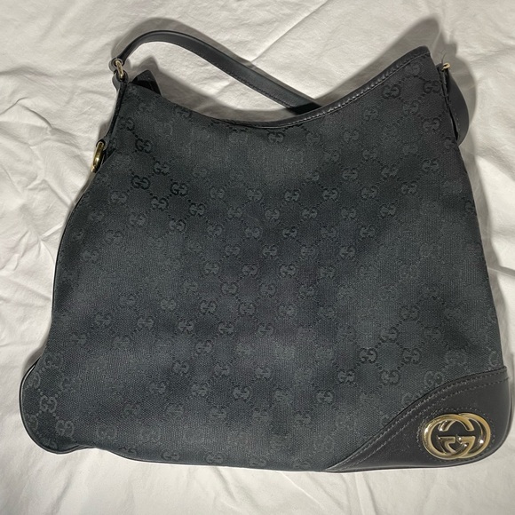 Gucci Black GG Canvas New Britt Hobo 169947 - Picture 1 of 14